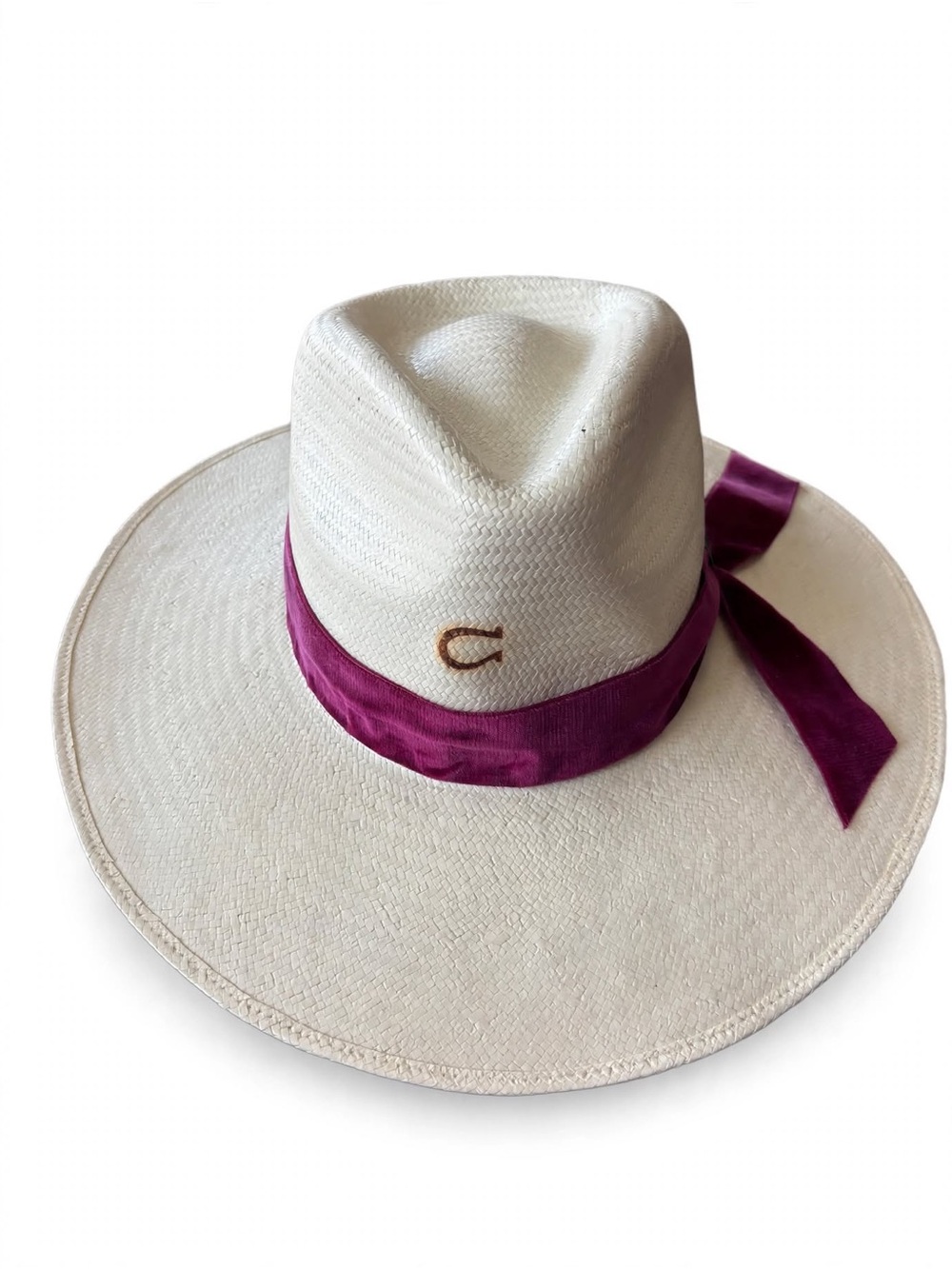 NWT - Charlie Horse / Truth Wide Brim Straw Hat with Burgundy Band
